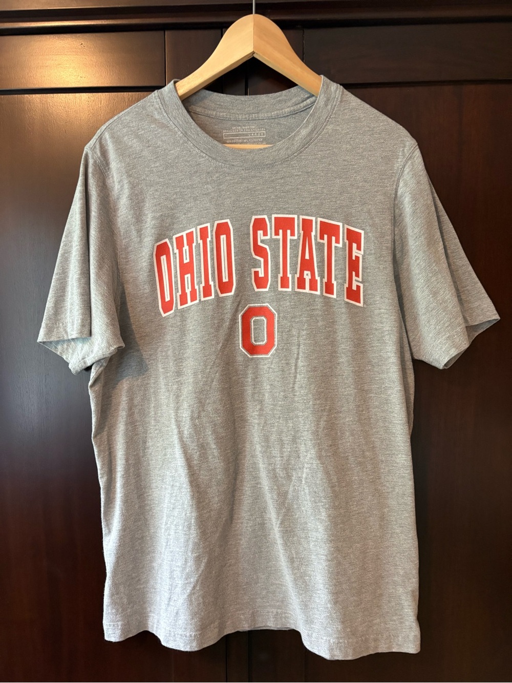 Ohio State Gray Logo T-Shirt - Grey with Red Print
